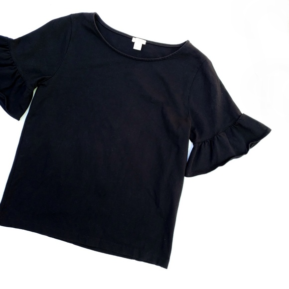 J. Crew Tops - J. Crew Factory Black Ruffled Sleeve Top